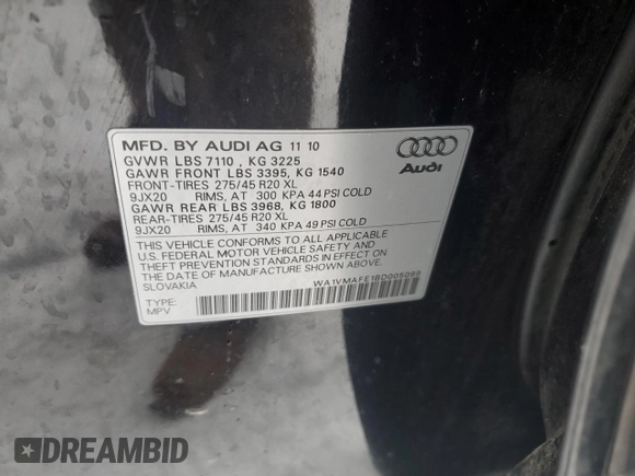 2011 Audi Q7 Prestige with VIN WA1VMAFE1BD005099, listed as a Copart auction lot 88532225 with 143,296 mi miles and Clean title. Bid and sale history available at DreamBid. Image 13.