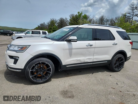 2018 Ford Explorer Limited z VIN 1FM5K8F82JGA01876, wystawiony jako Copart lot #58390955 z przebiegiem 108 345 mil mil oraz Szkoda całkowita • Salvage title. Historia ofert i sprzedaży dostępna na DreamBid. Obrazek 1.