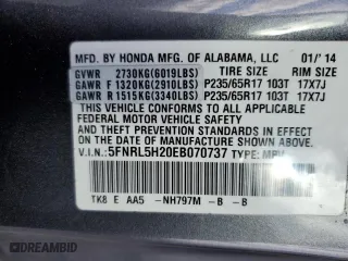 2014 Honda Odyssey LX with VIN 5FNRL5H20EB070737, listed as a Copart auction lot 47540145 with 151,468 mi miles and Salvage Title. Bid and sale history available at carsss.com. Image 15.