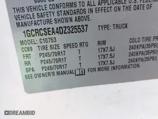 2013 Chevrolet Silverado 1500 LT with VIN 1GCRCSEA4DZ325537, listed as a IAAI auction lot 41405635 with 182,285 mi miles. Bid and sale history available at carsss.com. Image 9.