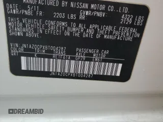 2011 Nissan LEAF SL-e with VIN JN1AZ0CPXBT004287, listed as a Copart auction lot 48035995 with 44,730 mi miles and Clean Title. Bid and sale history available at carsss.com. Image 12.