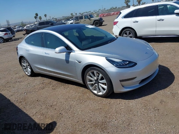 2018 Tesla Model 3 Long Range Battery with VIN 5YJ3E1EB5JF100578, listed as a IAAI auction lot 41959766 with 57,931 mi miles and . Bid and sale history available at DreamBid. Image 1.