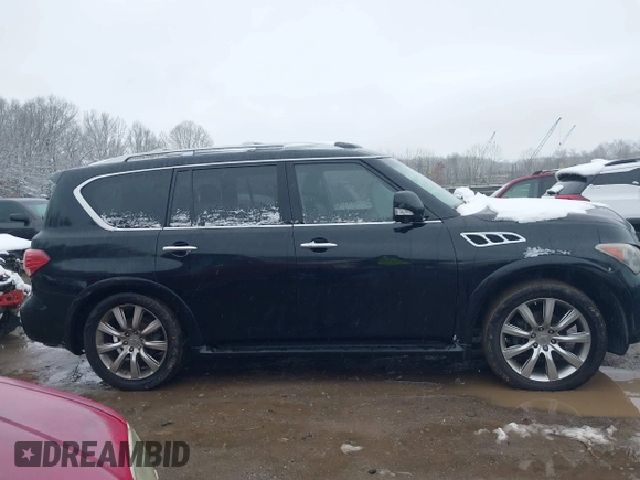 2011 Infiniti QX56 7-passenger with VIN JN8AZ2NF5B9504016, listed as a IAAI auction lot 41617136 with 210,584 mi miles and . Bid and sale history available at DreamBid. Image 13.
