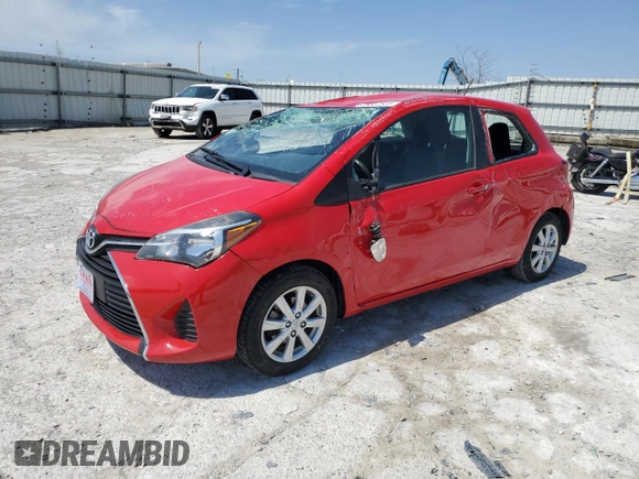 2015 Toyota Yaris L with VIN VNKJTUD34FA022097, listed as a Copart auction lot 53857825 with 106,680 mi miles and Salvage title. Bid and sale history available at DreamBid. Image 1.