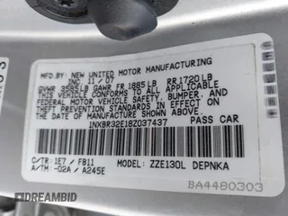 2008 Toyota Corolla CE with VIN 1NXBR32E18Z037437, listed as a IAAI auction lot 42044387 with 127,116 mi miles and . Bid and sale history available at DreamBid. Image 9.