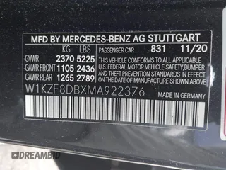 2021 Mercedes-Benz E-Class E 350 with VIN W1KZF8DBXMA922376, listed as a IAAI auction lot 41839202 with 36,418 mi miles. Bid and sale history available at carsss.com. Image 9.