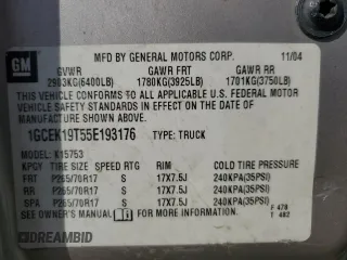 2005 Chevrolet Silverado 1500 LS z VIN 1GCEK19T55E193176, wystawiony jako Copart lot #52181185 z przebiegiem 418 180 mil mil oraz Czysty tytuł • Clean title. Historia ofert i sprzedaży dostępna na DreamBid. Obrazek 12.