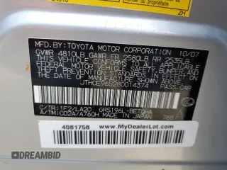 2008 Lexus GS 350 with VIN JTHCE96S280014374, listed as a Copart auction lot 73814724 with 0 mi miles and Salvage Title. Bid and sale history available at carsss.com. Image 13.