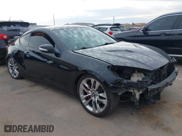 2014 Hyundai Genesis Coupe 3.8 Ultimate with VIN KMHHU6KJ9EU117703, listed as a IAAI auction lot 41486814 with 163,365 mi miles. Bid and sale history available at carsss.com. Image 1.