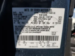 2012 Ford Escape Limited with VIN 1FMCU9EGXCKA09207, listed as a Copart auction lot 59110775 with 154,619 mi miles and Clean title. Bid and sale history available at DreamBid. Image 13.