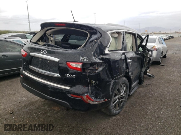 2014 Infiniti QX60 with VIN 5N1AL0MN3EC541756, listed as a Copart auction lot 87489814 with Not Provided miles and Non Repairable. Bid and sale history available at DreamBid. Image 4.