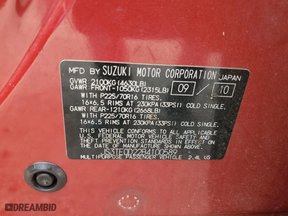2011 Suzuki Grand Vitara Premium with VIN JS3TE0D22B4100589, listed as a Copart auction lot 52140634 with 182,718 mi miles and Salvage Title. Bid and sale history available at carsss.com. Image 13.