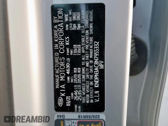 2022 Kia Sportage EX with VIN KNDPN3AC8N7955332, listed as a Copart auction lot 47824755 with 25,544 mi miles and Salvage title. Bid and sale history available at DreamBid. Image 14.