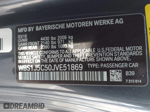 2018 BMW M2 with VIN WBS1J5C50JVE51869, listed as a IAAI auction lot 41814404 with 69,684 mi miles. Bid and sale history available at carsss.com. Image 9.