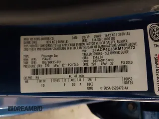 2019 Ford Fiesta SE with VIN 3FADP4EJ3KM131872, listed as a IAAI auction lot 41755601 with 82,139 mi miles. Bid and sale history available at carsss.com. Image 9.