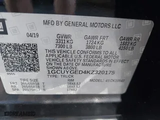 2019 Chevrolet Silverado 1500 LTZ with VIN 1GCUYGED4KZ320175, listed as a IAAI auction lot 41766819 with 1 mi miles. Bid and sale history available at carsss.com. Image 9.