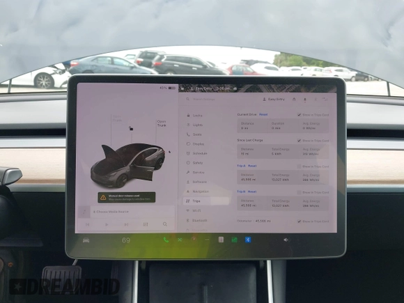2018 Tesla Model 3 Long Range Battery with VIN 5YJ3E1EB3JF119498, listed as a IAAI auction lot 41966643 with 45,566 mi miles and . Bid and sale history available at DreamBid. Image 7.