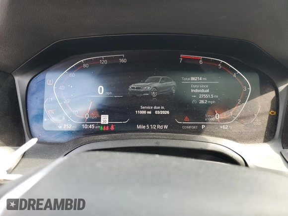 2020 BMW 3 Series 330i with VIN 3MW5R1J01L8B05802, listed as a Copart auction lot 52021825 with 86,214 mi miles and Salvage title. Bid and sale history available at DreamBid. Image 9.