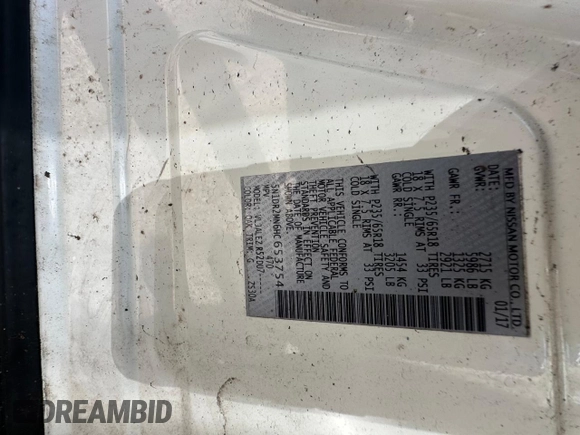 2017 Nissan Pathfinder Platinum with VIN 5N1DR2MN6HC653754, listed as a Copart auction lot 65097605 with 142,494 mi miles and Clean title. Bid and sale history available at DreamBid. Image 10.