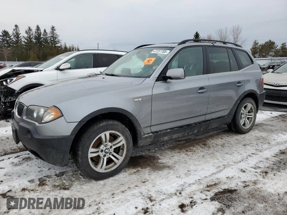 2005 BMW X3 3.0i with VIN WBXPA93455WD07737, listed as a Copart auction lot 47237785 with 258,638 mi miles and Clean Title. Bid and sale history available at carsss.com. Image 1.