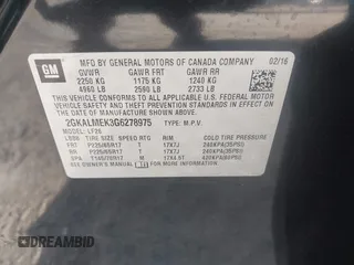 2016 GMC Terrain SLE with VIN 2GKALMEK3G6278975, listed as a IAAI auction lot 42113765 with 140,554 mi miles. Bid and sale history available at carsss.com. Image 9.