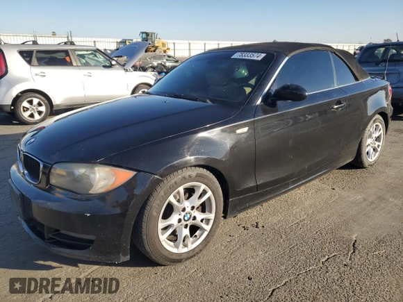 2008 BMW 1 Series 128i with VIN WBAUN13508VH80094, listed as a Copart auction lot 78333574 with 134,255 mi miles and Salvage Title. Bid and sale history available at DreamBid. Image 1.