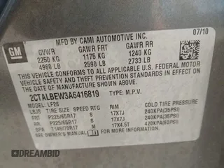 2010 GMC Terrain SLE-1 с VIN 2CTALBEW3A6416819, выставлен на аукционе IAAI как лот 42655111 с пробегом 144 614 миль миль и . История ставок и продаж доступна на DreamBid. Изображение 9.