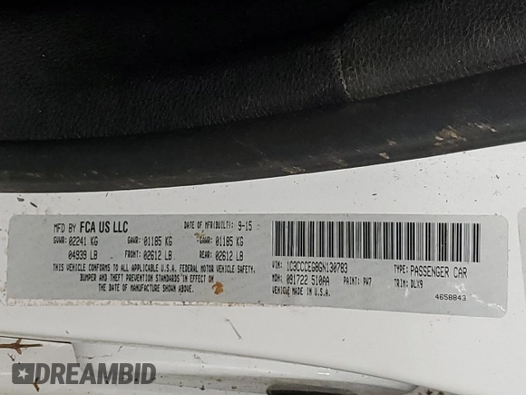 2016 Chrysler 200 C with VIN 1C3CCCEG8GN130783, listed as a Copart auction lot 45719055 with 0 mi miles and Salvage Title. Bid and sale history available at carsss.com. Image 14.
