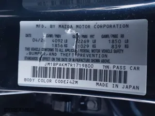 2024 Mazda Mazda3 Hatchback 2.5 S Select Sport with VIN JM1BPAKM7R1719800, listed as a IAAI auction lot 41355568 with 4,108 mi miles. Bid and sale history available at carsss.com. Image 9.