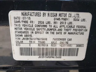2015 Infiniti Q50 Premium with VIN JN1BV7AR9FM415466, listed as a IAAI auction lot 41960277 with 164,446 mi miles. Bid and sale history available at carsss.com. Image 9.