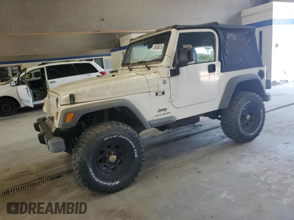 2004 Jeep Wrangler X z VIN 1J4FA39S14P724963, wystawiony jako Copart lot #59345075 z przebiegiem 70 185 mil mil oraz Czysty tytuł • Clean title. Historia ofert i sprzedaży dostępna na DreamBid. Obrazek 1.