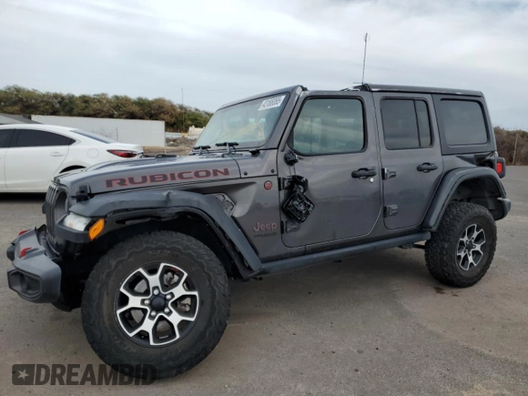 2022 Jeep Wrangler Unlimited Rubicon with VIN 1C4HJXFN9NW256461, listed as a Copart auction lot 43188065 with 26,944 mi miles and Salvage title. Bid and sale history available at DreamBid. Image 1.