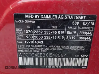 2019 Mercedes-Benz GLA 250 z VIN WDCTG4EB3KJ548057, wystawiony jako IAAI lot #41831725 z przebiegiem 59 968 mil mil oraz . Historia ofert i sprzedaży dostępna na DreamBid. Obrazek 9.