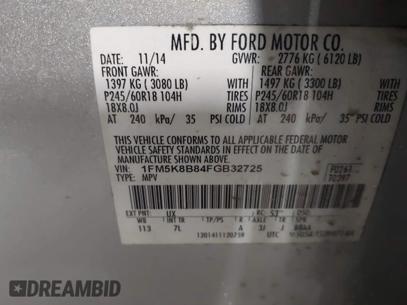 2015 Ford Explorer с VIN 1FM5K8B84FGB32725, выставлен на аукционе IAAI как лот 41540767 с пробегом 144 438 миль миль и . История ставок и продаж доступна на DreamBid. Изображение 9.