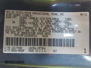 2012 Toyota Tundra with VIN 5TFUY5F13CX259312, listed as a IAAI auction lot 42547918 with 182,190 mi miles and . Bid and sale history available at DreamBid. Image 9.