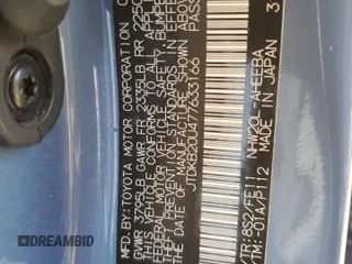 2007 Toyota Prius with VIN JTDKB20U477633166, listed as a Copart auction lot 61981615 with 153,491 mi miles and Salvage title. Bid and sale history available at DreamBid. Image 12.