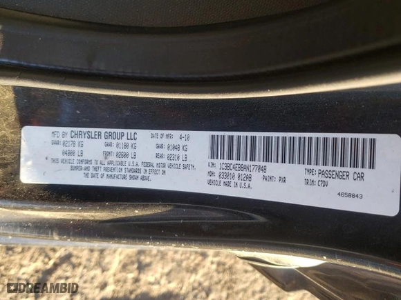 2010 Chrysler Sebring LX with VIN 1C3BC4EB8AN177048, listed as a Copart auction lot 76697894 with 126,572 mi miles and Salvage Title. Bid and sale history available at carsss.com. Image 14.
