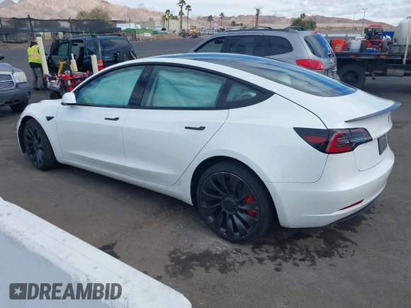 2022 Tesla Model 3 Performance with VIN 5YJ3E1EC6NF111958, listed as a IAAI auction lot 41583972 with 28,431 mi miles and . Bid and sale history available at DreamBid. Image 3.