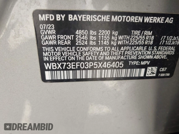 2023 BMW X1 xDrive28i z VIN WBX73EF03P5X46405, wystawiony jako IAAI lot #42038660 z przebiegiem 21 994 mil mil oraz . Historia ofert i sprzedaży dostępna na DreamBid. Obrazek 9.
