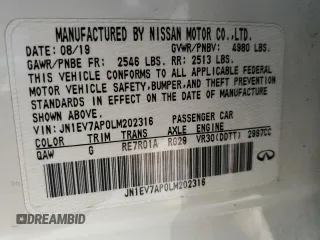 2020 Infiniti Q50 Sport z VIN JN1EV7AP0LM202316, wystawiony jako Copart lot #55100665 z przebiegiem 63 174 mil mil oraz Szkoda całkowita • Salvage title. Historia ofert i sprzedaży dostępna na DreamBid. Obrazek 12.