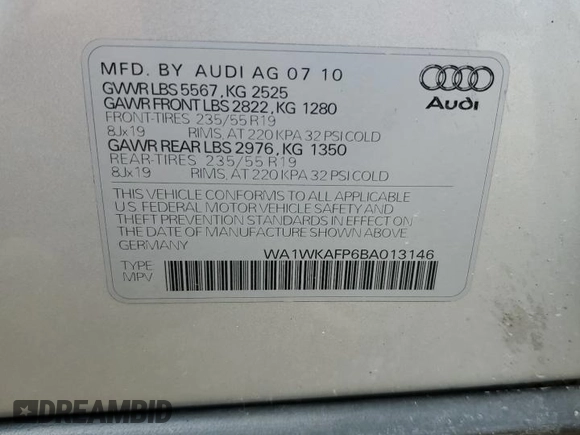 2011 Audi Q5 Prestige z VIN WA1WKAFP6BA013146, wystawiony jako Copart lot #55609745 z przebiegiem 112 226 mil mil oraz Czysty tytuł • Clean title. Historia ofert i sprzedaży dostępna na DreamBid. Obrazek 14.