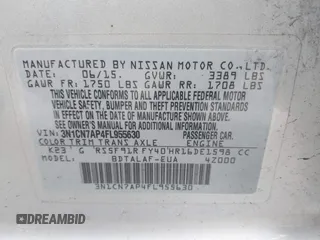 2015 Nissan Versa S Plus with VIN 3N1CN7AP4FL955630, listed as a IAAI auction lot 41360782 with 130,202 mi miles and . Bid and sale history available at DreamBid. Image 9.