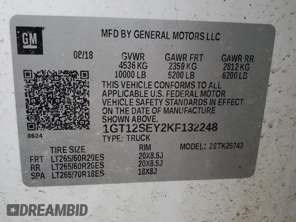 2019 GMC Sierra 2500HD Denali with VIN 1GT12SEY2KF132248, listed as a Copart auction lot 84638294 with 89,115 mi miles and Salvage Title. Bid and sale history available at carsss.com. Image 14.