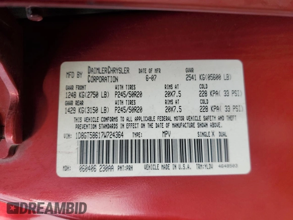 2007 Dodge Nitro R/T z VIN 1D8GT58617W724364, wystawiony jako Copart lot #82677424 z przebiegiem 209 599 mil mil oraz Szkoda całkowita • Salvage title. Historia ofert i sprzedaży dostępna na DreamBid. Obrazek 14.