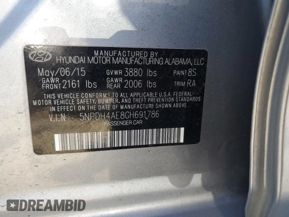 2016 Hyundai Elantra SE with VIN 5NPDH4AE8GH691786, listed as a Copart auction lot 64046225 with 143,154 mi miles and Salvage title. Bid and sale history available at DreamBid. Image 12.