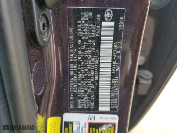 2014 Toyota Avalon Hybrid Limited with VIN 4T1BD1EB6EU027504, listed as a Copart auction lot 47843285 with 143,834 mi miles and Clean Title. Bid and sale history available at carsss.com. Image 12.