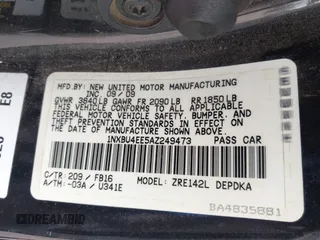 2010 Toyota Corolla with VIN 1NXBU4EE5AZ249473, listed as a IAAI auction lot 41874593 with 207,529 mi miles. Bid and sale history available at carsss.com. Image 9.