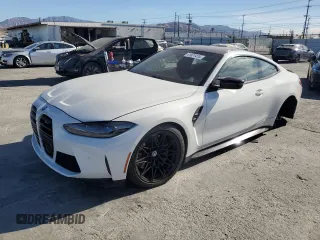 2023 BMW M4 Competition xDrive with VIN WBS43AZ02PCL59627, listed as a Copart auction lot 41871475 with 0 mi miles and Salvage Title. Bid and sale history available at carsss.com. Image 1.