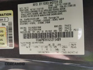 2016 Ford Mustang EcoBoost with VIN 1FA6P8TH1G5215489, listed as a IAAI auction lot 42221155 with 115,615 mi miles and . Bid and sale history available at DreamBid. Image 9.