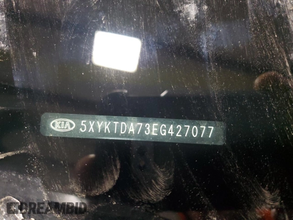 2014 Kia Sorento LX with VIN 5XYKTDA73EG427077, listed as a Copart auction lot 45952605 with 121,234 mi miles and Salvage Title. Bid and sale history available at carsss.com. Image 14.